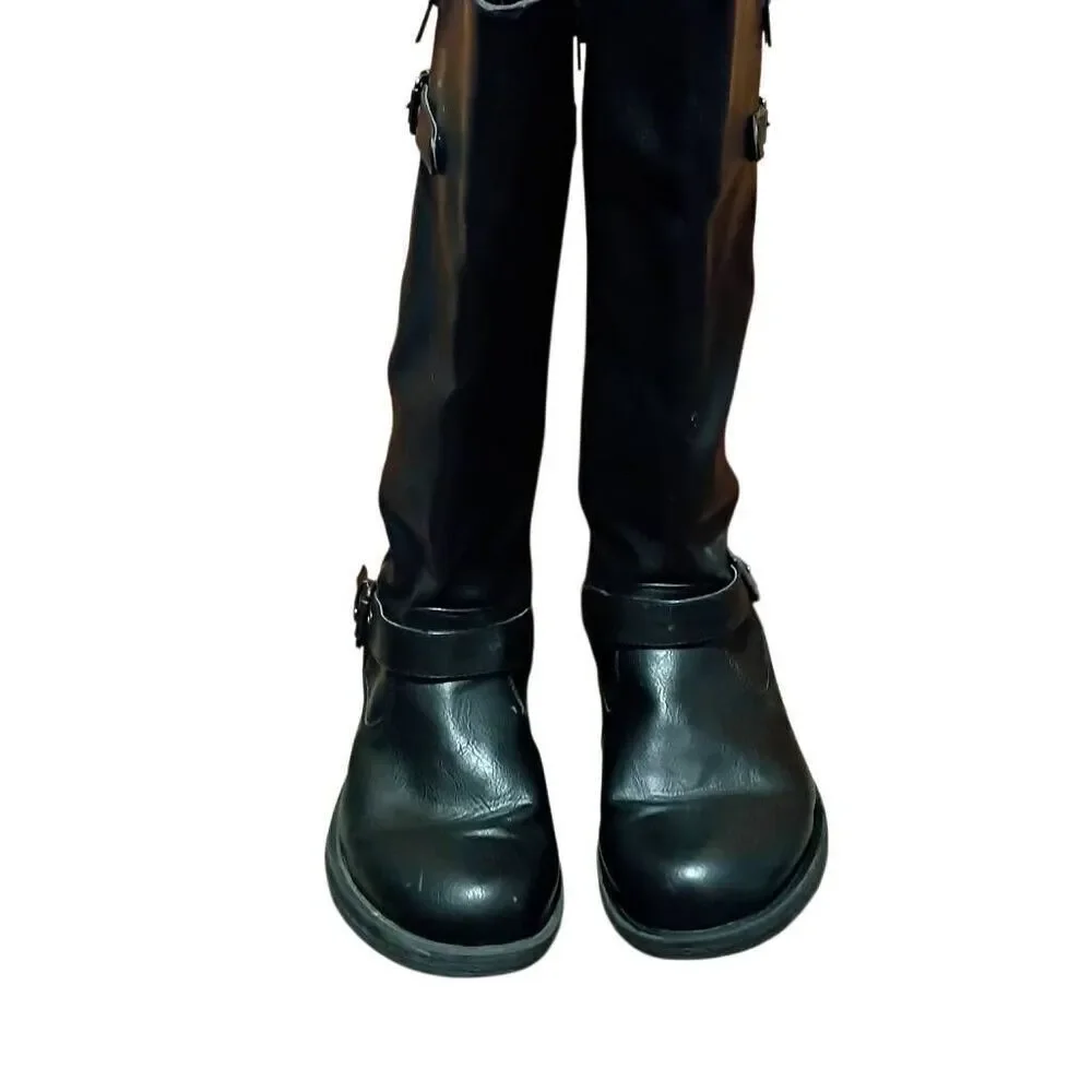 Women's Quilted Knee High Riding Boots Black Size 11